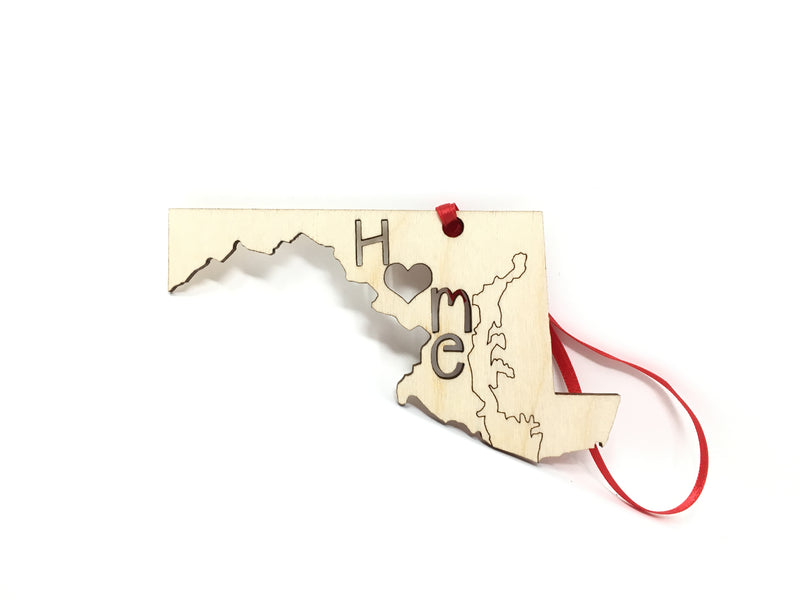 Maryland State Wood Christmas Ornament