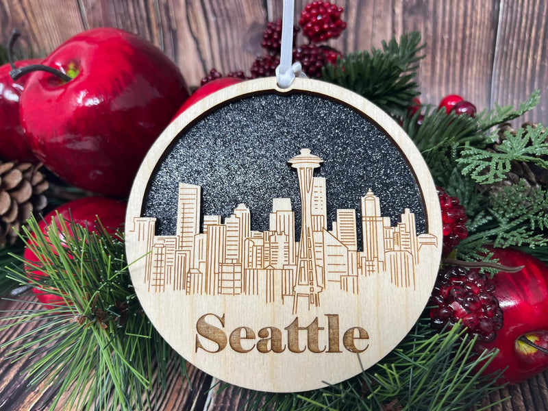 Seattle Skyline Wood ornament