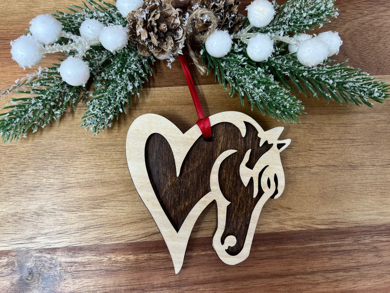Heart Shaped Horse Ornament