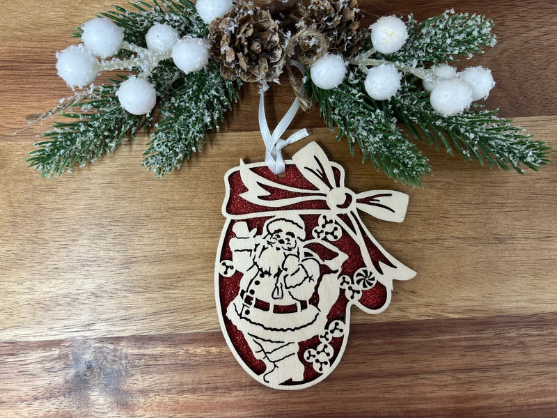 Red Santa Mitten Ornament