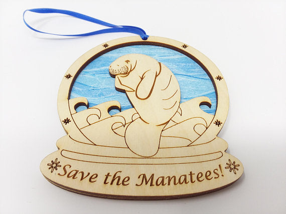 F. Manatee Snow Globe Ornament