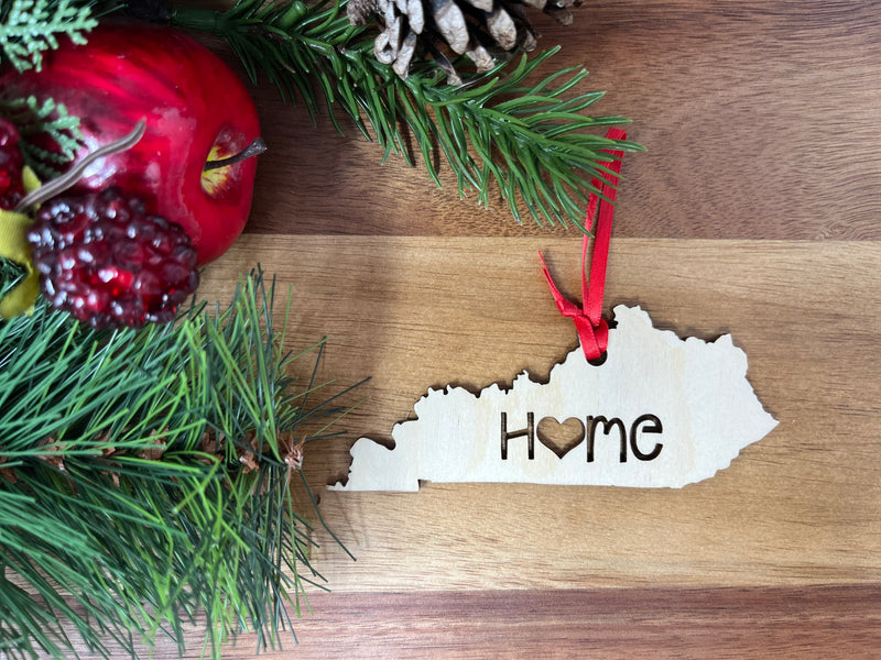 Kentucky State Wood Christmas Ornament