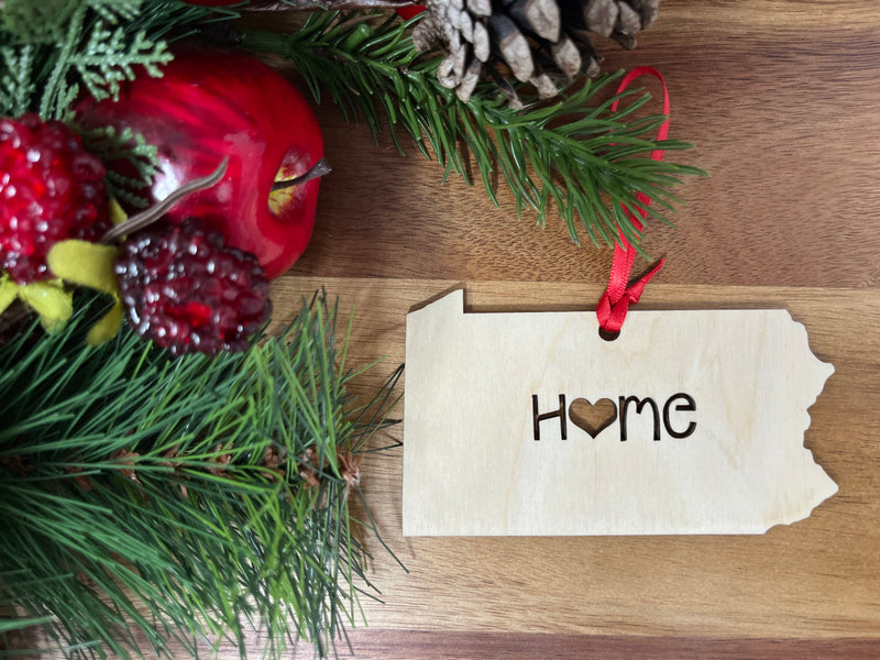 Pennsylvania State Wood Christmas Ornament