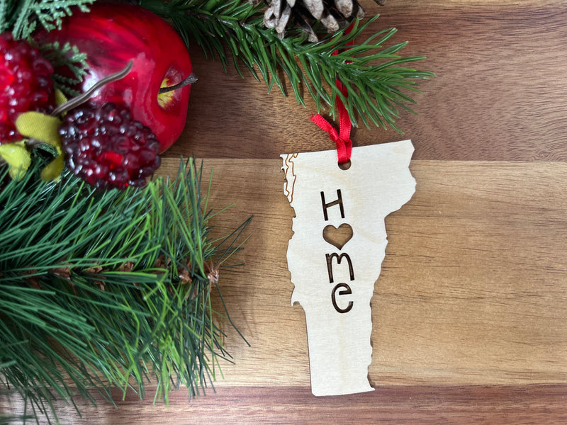 Vermont State Wood Christmas Ornament