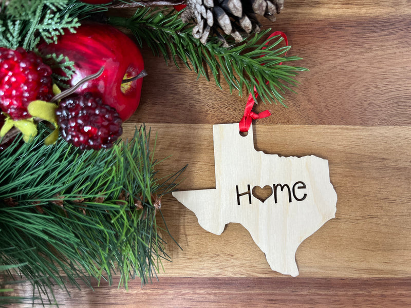Texas State Wood Christmas Ornament