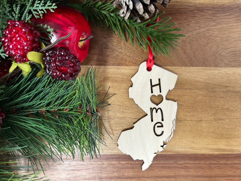 New Jersey State Wood Christmas Ornament