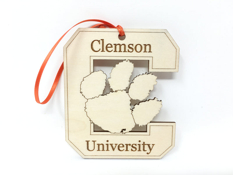 Clemson University Wood "C" Ornament