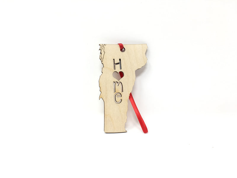 Vermont State Wood Christmas Ornament