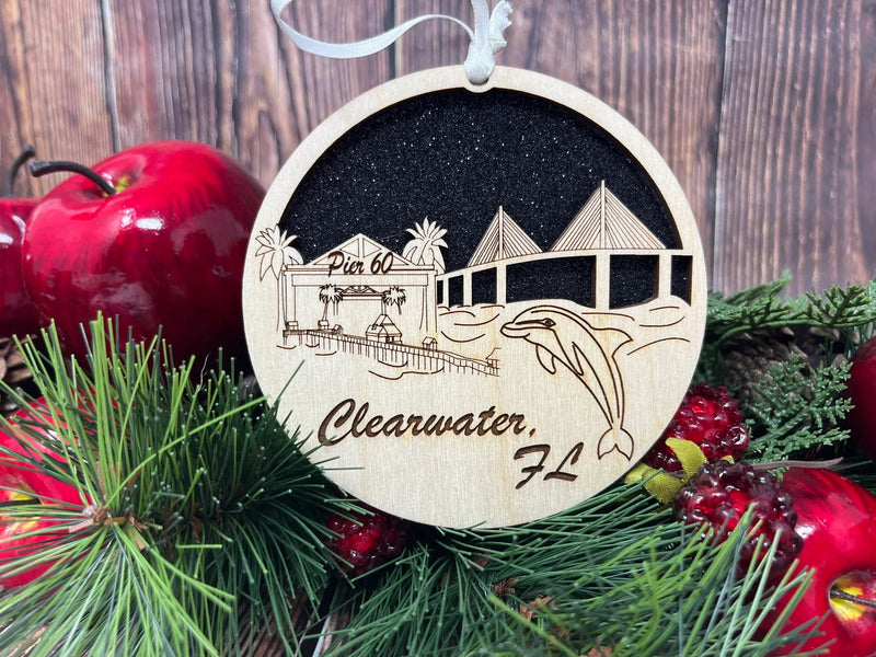 Clearwater Florida Ornament Black