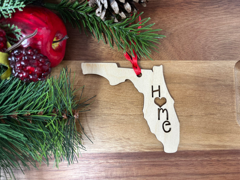 Florida State Wood Christmas Ornament
