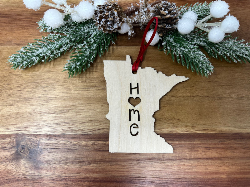 Minnesota State Wood Christmas Ornament